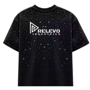 High Quality <b>Rhinestone</b> T Shirt Unisex Cotton Sparkling Crystal Casual Tee Fashion <b>Top</b> OEM Wholesale Supply - Product Image 1