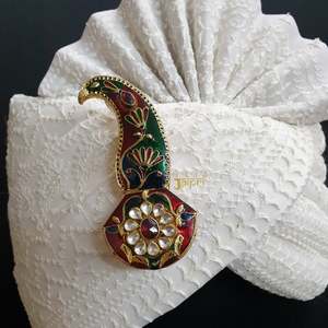 Elegante Multicolor Kundan Polki Meenakari Kalingi para novio joyería fina Safa Kilangi para hombres Safa turbante Kilangi para boda - Product Image 2