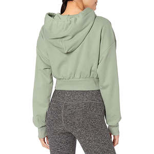 เสื้อฮู้ดผู้หญิง OEM ผ้าเทอร์รี่คอตตอน 100% ระบายอากาศได้ดี ทรงครอปท็อป พร้อมโลโก้สั่งทำ สำหรับฤดูหนาว - Product Image 4