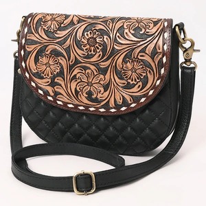 Genuine Leather Quilted Crossbody <b>Bag</b> Women Handmade Vintage Floral Tooled Flap Shoulder Purse Adjustable <b>Strap</b> OEM All - Product Image 1