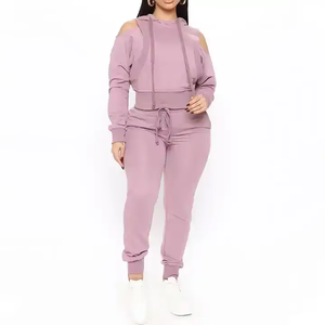 Conjunto Deportivo de Sudadera con Capucha y Pantalones de Chándal para Mujer, Tallas Grandes, 100% Algodón, Grueso, Transpirable, Estampado, para Invierno, Personalizado OEM - Product Image 3