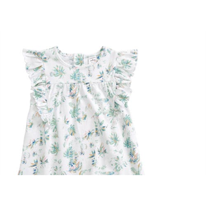 Set di 2 vestiti con volant tropicali bianchi e verdi per bambina, 100% cotone, taglia 9M - Product Image 2