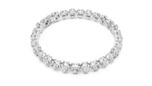 Bracelet tendance pour femme en argent 925 plaqué rhodium certifié IGI avec diamants de laboratoire de forme ovale pour un cadeau de mariage ou de fiançailles - Product Image 2