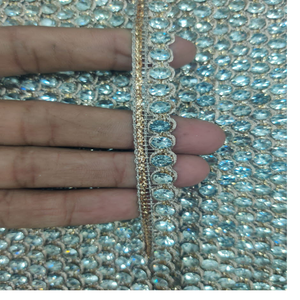 Fait sur mesure avec bordure en fil d'or et grande machine de travail de la pierre rubans brodés et lacets en couleurs pour robes de mariée - Product Image 6