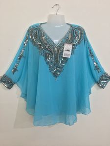 Exclusivo nuevo vestido caftán corto Top bordado a mano indio étnico tamaño libre mujer Adt fiesta boda Cotail Night Club Wear - Product Image 3