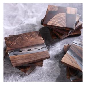 Creative Acacia Wood & Resin Tea Cup Mat Epoxy Resin <b>Coaster</b> for Table Decoration <b>Slate</b> <b>Coasters</b> Handicraft in India - Product Image 1