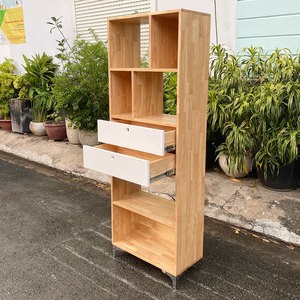 Rubberwood <b>Bookshelf</b> with Iron Base KS68155 Standing Type for Living Room Installation - Product Image 6