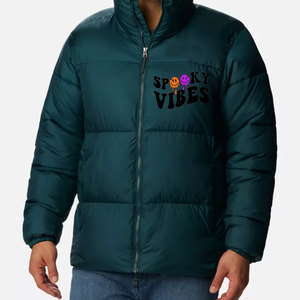 Veste d'hiver matelassée en coton pour homme, style urbain, avec capuche amovible, col montant, chaude et épaisse, design bulle, logo frontal - Product Image 1