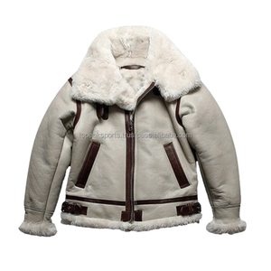 Chaqueta de Cuero de Piel de Oveja Blanca para Hombre, Nueva, Premium, OEM 2026, Ecológica, Resistente al Viento, con Calefacción, para Invierno, 100% Alta Calidad, MOQ Bajo - Product Image 1