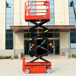 Mini plataforma de trabajo aéreo de tracción tipo elevador de tijera pequeña de empuje eléctrico con batería Manual para uso doméstico - Product Image 1