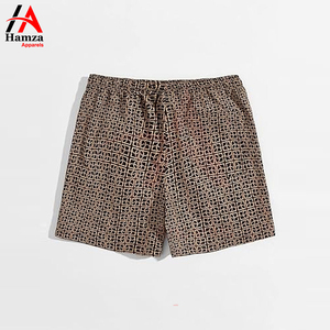 Short de bain homme noir solide Style High Street Tissu en coton doux Léger 180 GSM Taille élastique Cordon de serrage Séchage rapide - Product Image 4