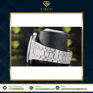 Montre de luxe haut de gamme en acier inoxydable avec cadran saphir et diamants Moissanite de clarté VVS, double mouvement - Product Image 3