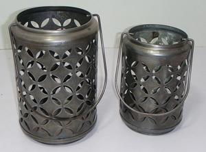 Modern Industrial Rustic Iron Pillar Candle <b>Lantern</b> - Hollow Out Mesh Pattern Metal Hurricane <b>Lamp</b> Porch Patio Candle Holder - Product Image 4