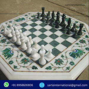 Juego de Ajedrez de mármol verde hecho a mano, regalo de gemas para interiores para niños, piezas de juego de mesa para el día de Navidad, Exportación - Product Image 5