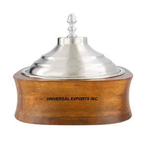Diseñador de madera Hotpot Nogal Acabado Mesa Utensilios de cocina Calentador de alimentos Cazuela de metal decorativa de la mejor calidad - Product Image 2