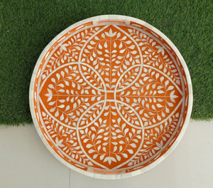 Bandeja de Servir Ecológica Hecha a Mano de Madera Natural Art Deco, Impermeable, Elegante con Incrustaciones Florales de Resina y Hueso, Decoración Multifuncional para el Hogar - Product Image 5