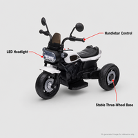 Moto électrique pour enfants à trois roues avec fonction d'éclairage, batterie rechargeable 6V 4.5Ah, pour la conduite en extérieur