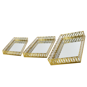 Stylish Rectangle <b>Tray</b> <b>Jewelry</b> Display Trinket <b>Tray</b> With Glass Mirror and Plated Finishing for Home Design Makeup <b>Tray</b> - Product Image 4