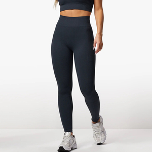 Leggings de gymnastique taille haute pour femmes Logo personnalisé équipement de sport respirant entraînement Double Push Yoga pantalon tricoté décontracté - Product Image 3