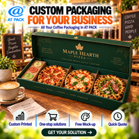 Boîte à pizza personnalisée AT PACK avec logo pour café, restaurant, emballage alimentaire à emporter, boîte cadeau à pizza 3 compartiments, branding haut de gamme