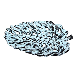 Plateau de service décoratif en forme de feuille Plateau de table décoratif de qualité supérieure Plateau de service à feuilles raisonnables d'accent bleu - Product Image 1