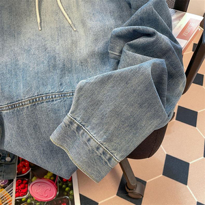 Chaqueta vaquera informal retro para mujer, a la moda Sudadera con capucha, manga suelta, ropa de calle, abrigo Y2k Top 2025 - Product Image 5