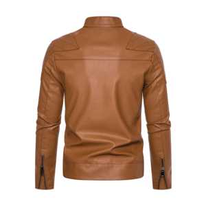 Veste en cuir de toile enduite formelle élégante pour hommes saison printemps 2025 col montant à capuche logo avant - Product Image 2