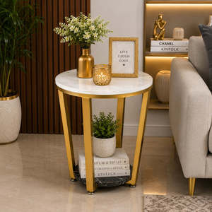 Table basse contemporaine dorée de qualité supérieure au design conique - Product Image 4