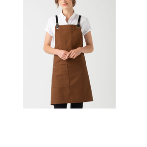 Nueva llegada logotipo personalizado Chef algodón camarero Unisex uniforme cocina Bar delantales trabajo largo comercial restaurante delantales - Product Image 6