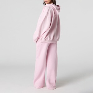 Haute qualité personnalisé femmes sweat à capuche zippé joggers fermeture éclair complète survêtement coton polaire 2-Pc salon ensembles imprimé course costume - Product Image 2