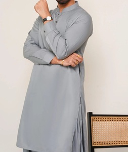 Top Selling Premium Quality Ethnic Suit Polyester Shalwar Kameez Men Long Embroidered Formal Breathable Blank Wedding Dress 2pcs - Product Image 5