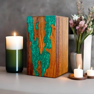 Caja de urna de resina epoxi para cenizas de adultos de Roosewood, urna de cremación de madera decorativa para restos humanos, ataúdes y urnas para mascotas - Product Image 2