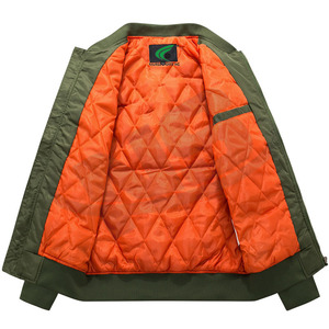 Blouson d'aviateur de haute qualité pour hommes manches longues couleur unie fermeture éclair vêtements d'extérieur d'hiver de style rue Logo personnalisé - Product Image 6