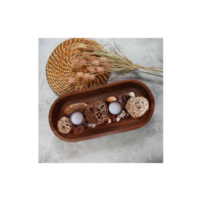 Tazón de masa de madera Logotipo personalizado único y tamaño Tazón de masa Bolas de ratán Decorar vajilla usada - Product Image 1