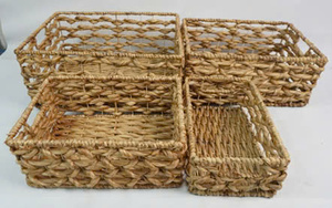 Juego de 4 Cestas de Almacenamiento Rectangulares de Jacinto de Agua Ecológicas Viet Anh con Asas Flexibles Recortadas - Product Image 2