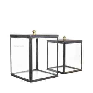 Artisanat métal noir cadre Vintage carré verre boîte de rangement pour bijoux bibelot anneau boucle d'oreille présentoirs - Product Image 5