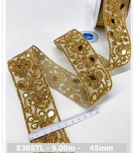 Custom Premium Handcrafted Embroidered Lace Trim by the Yard for Dresses Sarees Fashion Boutique DIY Craft Sewing Decorative Use - Product Image 3