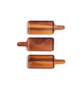 Único plato de madera para servir rectángulo Natural sólido Acacia madera ecológica Camping bandeja para servir al por mayor fabricante - Product Image 2