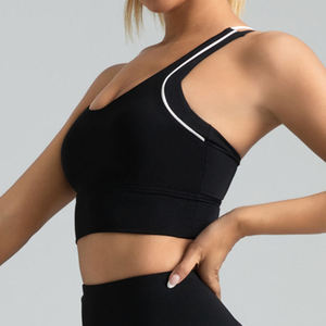 Sujetador deportivo de alta elasticidad de secado rápido de Color sólido reciclado con logotipo personalizado Sujetador deportivo de corte bajo para entrenamiento físico - Product Image 1