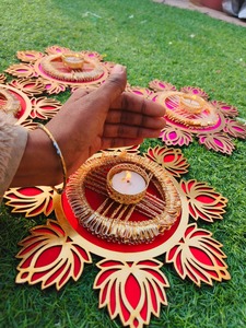 เสื่อ rangoli ของอินเดียชุดที่วางของแสง T-Light จากร้าน Lotus 5ชิ้นตกแต่งบ้านคริสต์มาส - Product Image 3