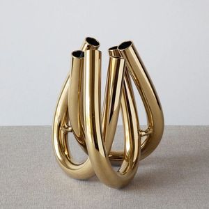 Juego de 3 floreros de Metal chapados en oro antiguo de alta demanda, diseño hecho a mano, Metal de aluminio para decoración del hogar y la boda - Product Image 2