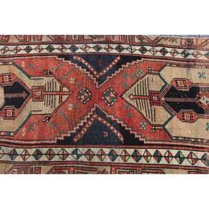 3.3x11.5 ft Rug, Vintage Turkish Rug, <b>Red</b> Patchwork <b>Wool</b> Rug - Product Image 4