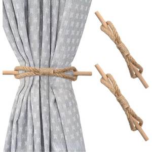 Venta al por mayor Boho Farmhouse estilo yute cortina Tie Back para sala de estar hogar o Resort hoteles decoración incluye postes de cortina - Product Image 1