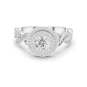 Bague de fiançailles pour femme avec halo de diamants de laboratoire ronds brillants de 1,006 carats, clarté VVS-VS EF, or 18 carats, 14 carats, 10 carats et argent 925 - Product Image 3