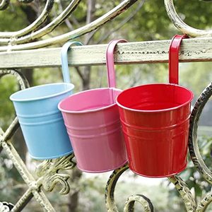 Maceta de barandilla colgante redonda de Metal galvanizado para decoración de sala de estar y jardín - Product Image 3