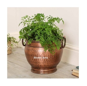 Marvelous Design Round Shape <b>Planter</b> Bestest Quality Brass Hammered Home Decor <b>Planter</b> For Terrace Decoration Use - Product Image 4