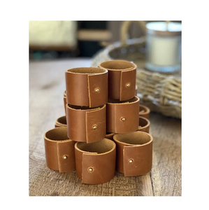 ห่วงรัดผ้าเช็ดปากทำจากหนังสีน้ำตาลทรงกลมมีห่วงรัดผ้าเช็ดปากสีน้ำตาลสีน้ำตาลสำหรับปรับขนาดได้ - Product Image 4