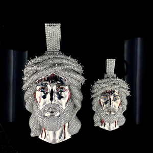 Colgante de Jesús con Diamantes de Imitación VVS, Estilo Hip Hop, Plata 925, Unisex - Product Image 6