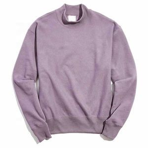 Haute qualité col rond violet surdimensionné sweats à capuche col haut côtes sweats pull coton hommes col montant sweat - Product Image 4