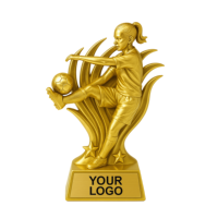 Trophée de football personnalisé WeiVista en résine, peint à la main, avec figurine de joueur féminin, logo gravé, cadeau idéal